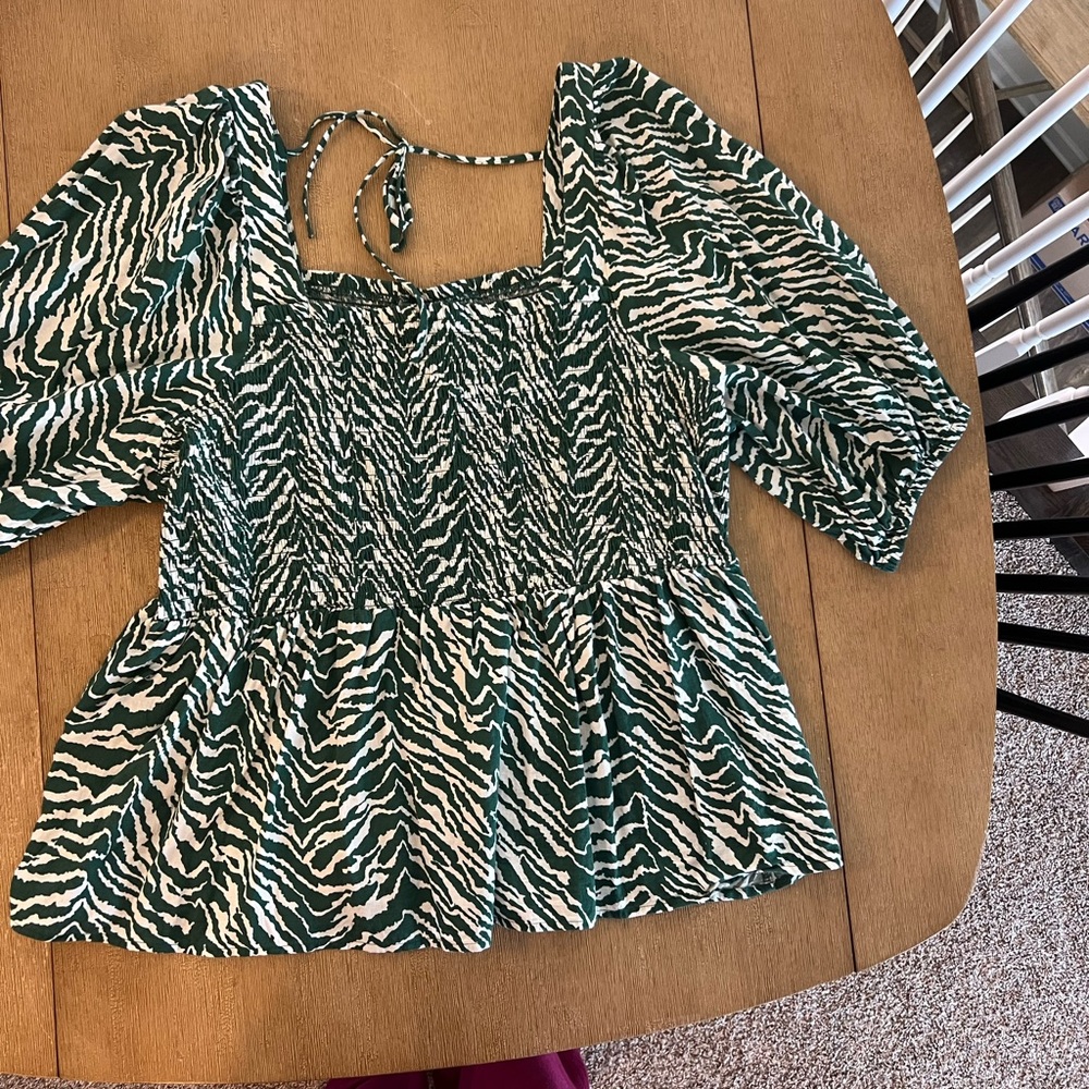 Green Zebra Print Women's Top